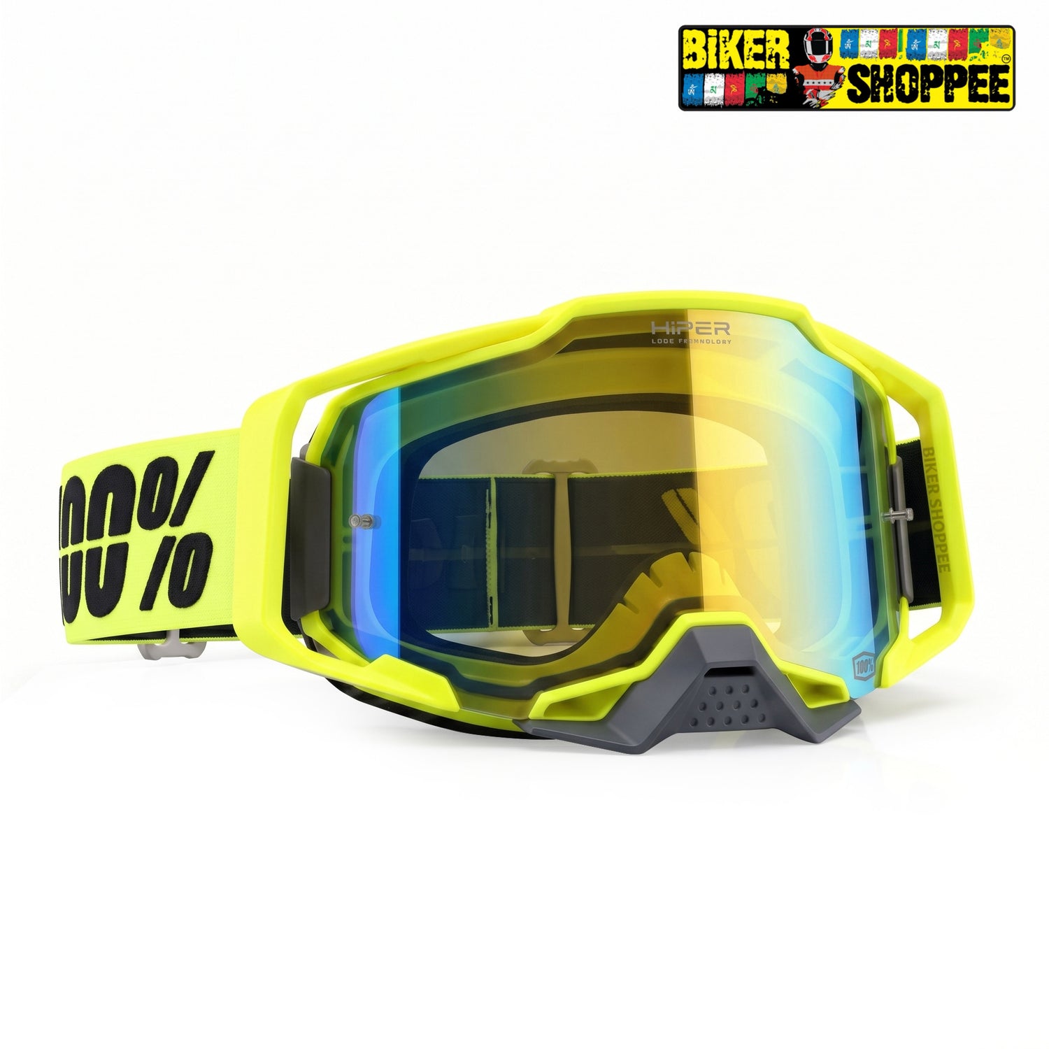 100% ARMEGA MX GOGGLE HIPER GOLD MIRROR LENS | BIKER SHOPPEE