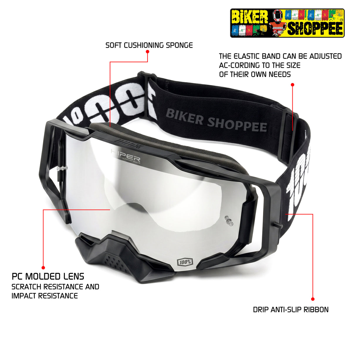 100% ARMEGA MX GOGGLE HIPER GOLD MIRROR LENS | BIKER SHOPPEE