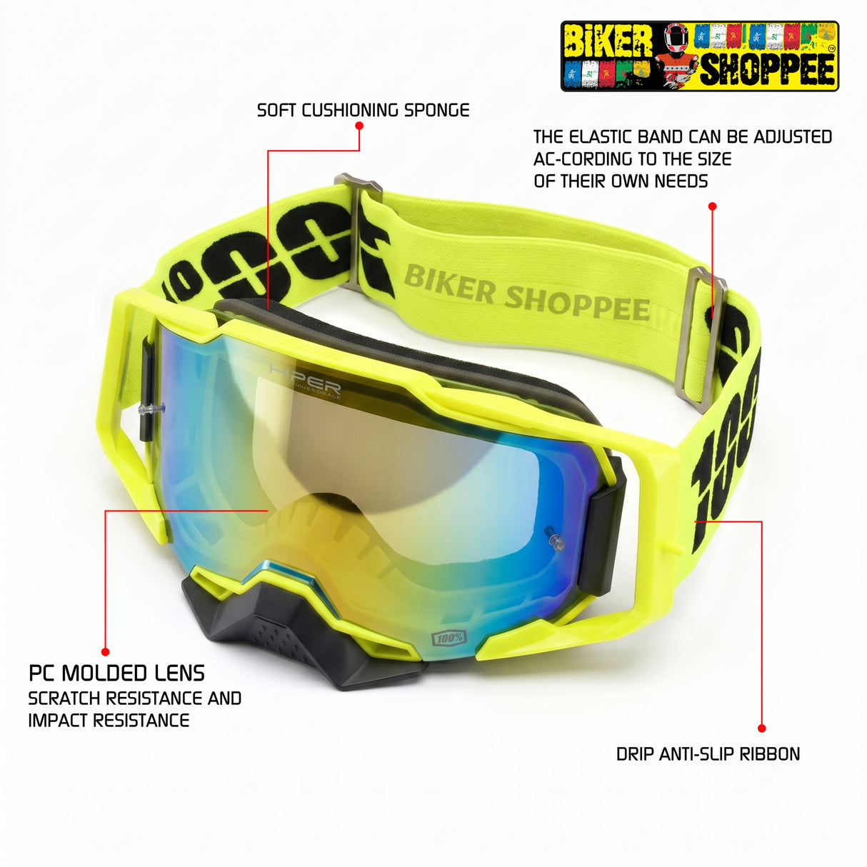 100% ARMEGA MX GOGGLE HIPER GOLD MIRROR LENS | BIKER SHOPPEE