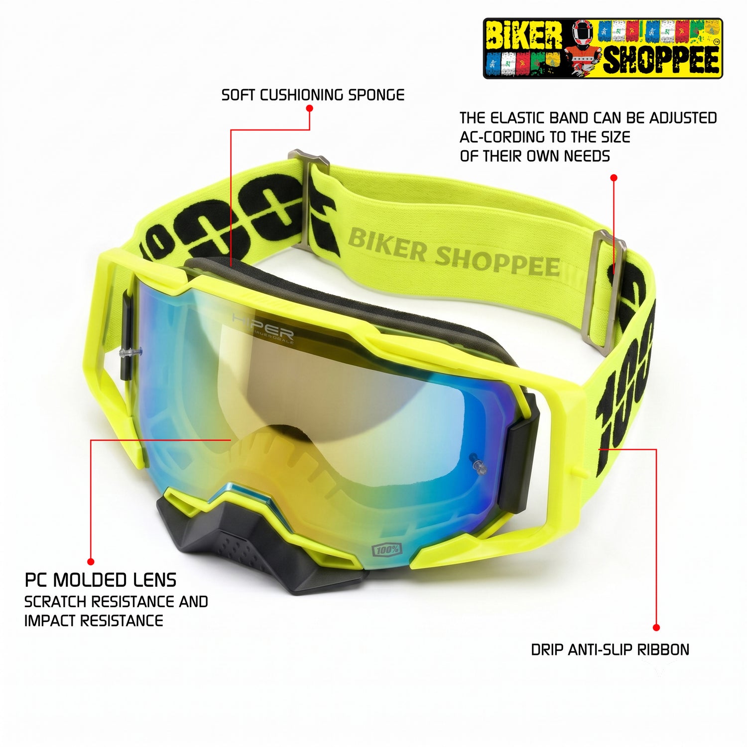 100% ARMEGA MX GOGGLE HIPER GOLD MIRROR LENS | BIKER SHOPPEE
