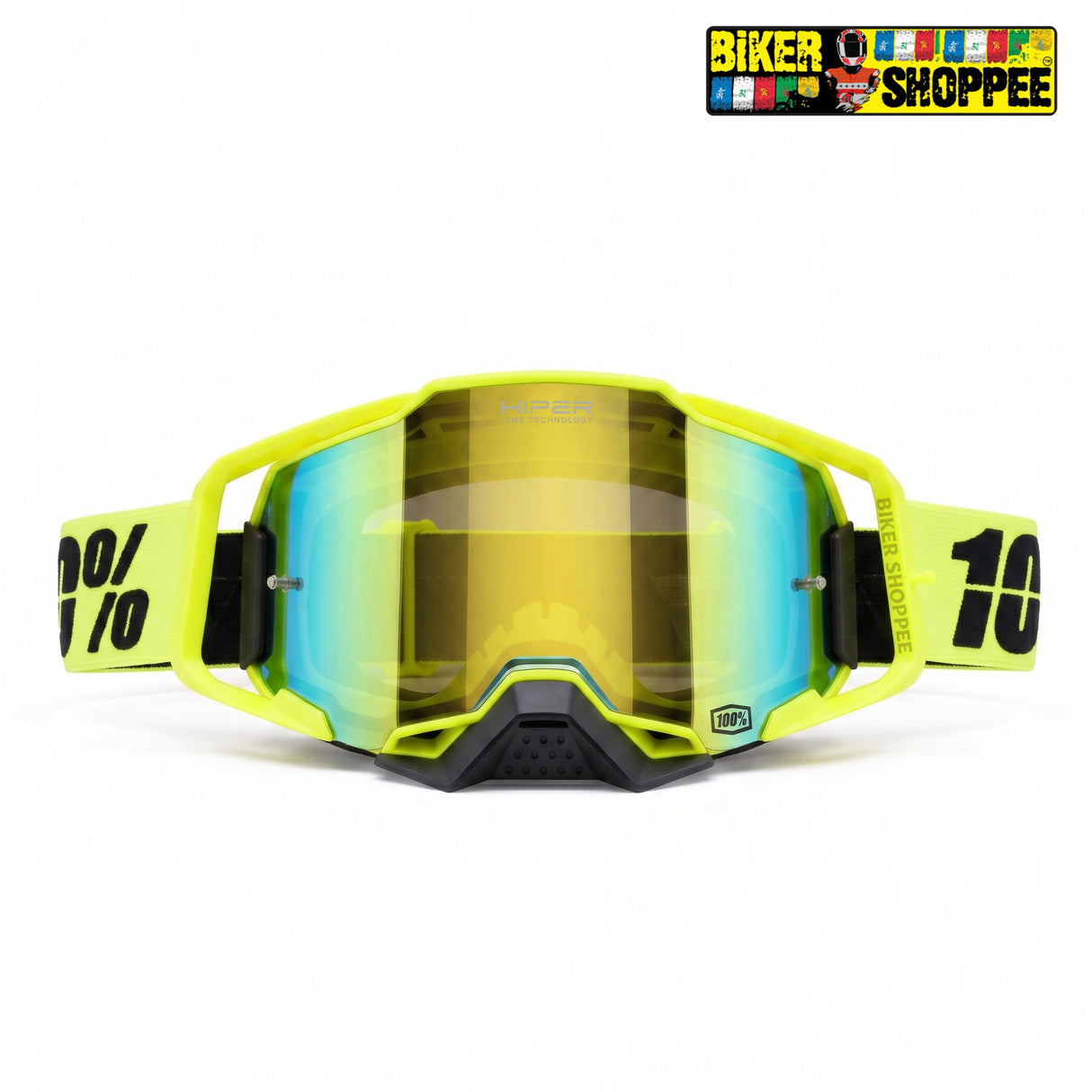 100% ARMEGA MX GOGGLE HIPER GOLD MIRROR LENS | BIKER SHOPPEE
