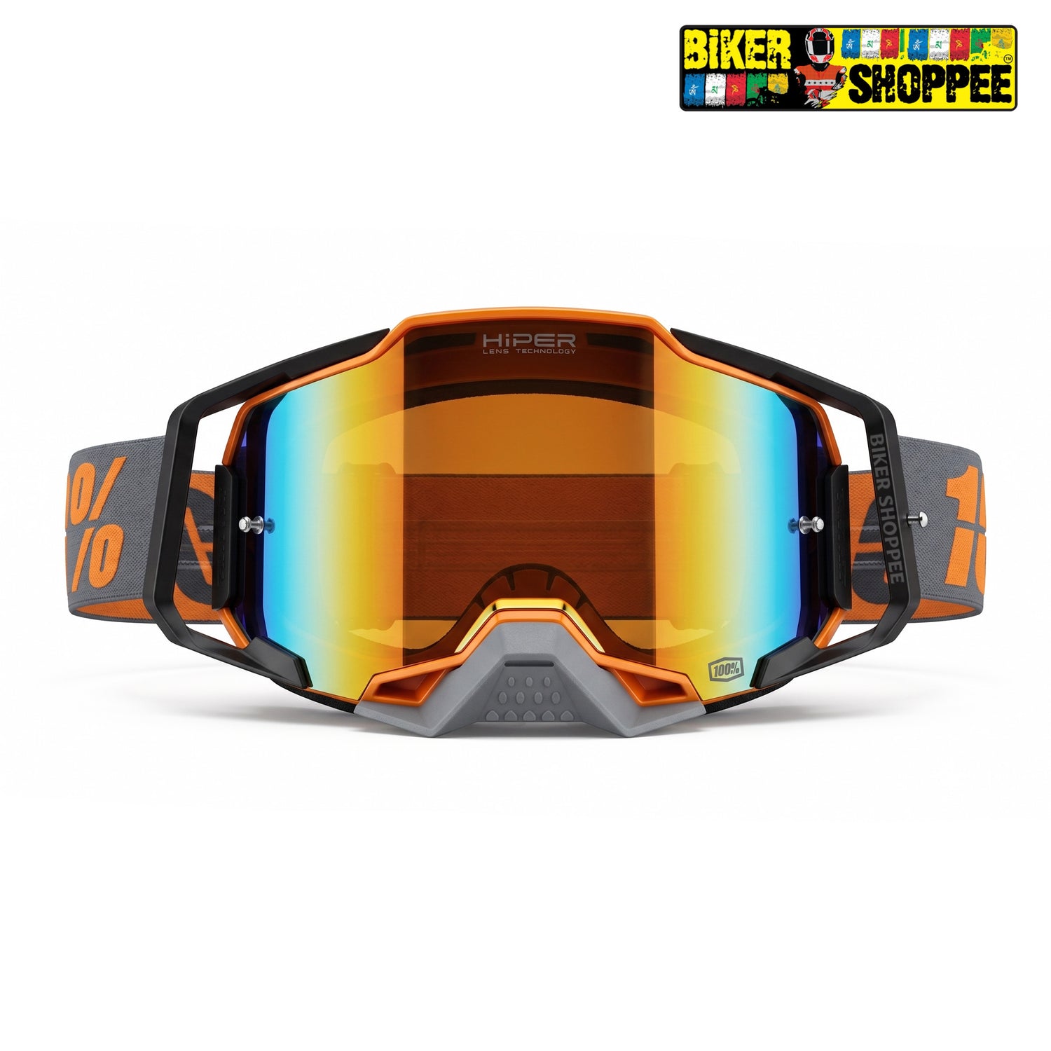 100% ARMEGA MX GOGGLE HIPER GOLD MIRROR LENS | BIKER SHOPPEE