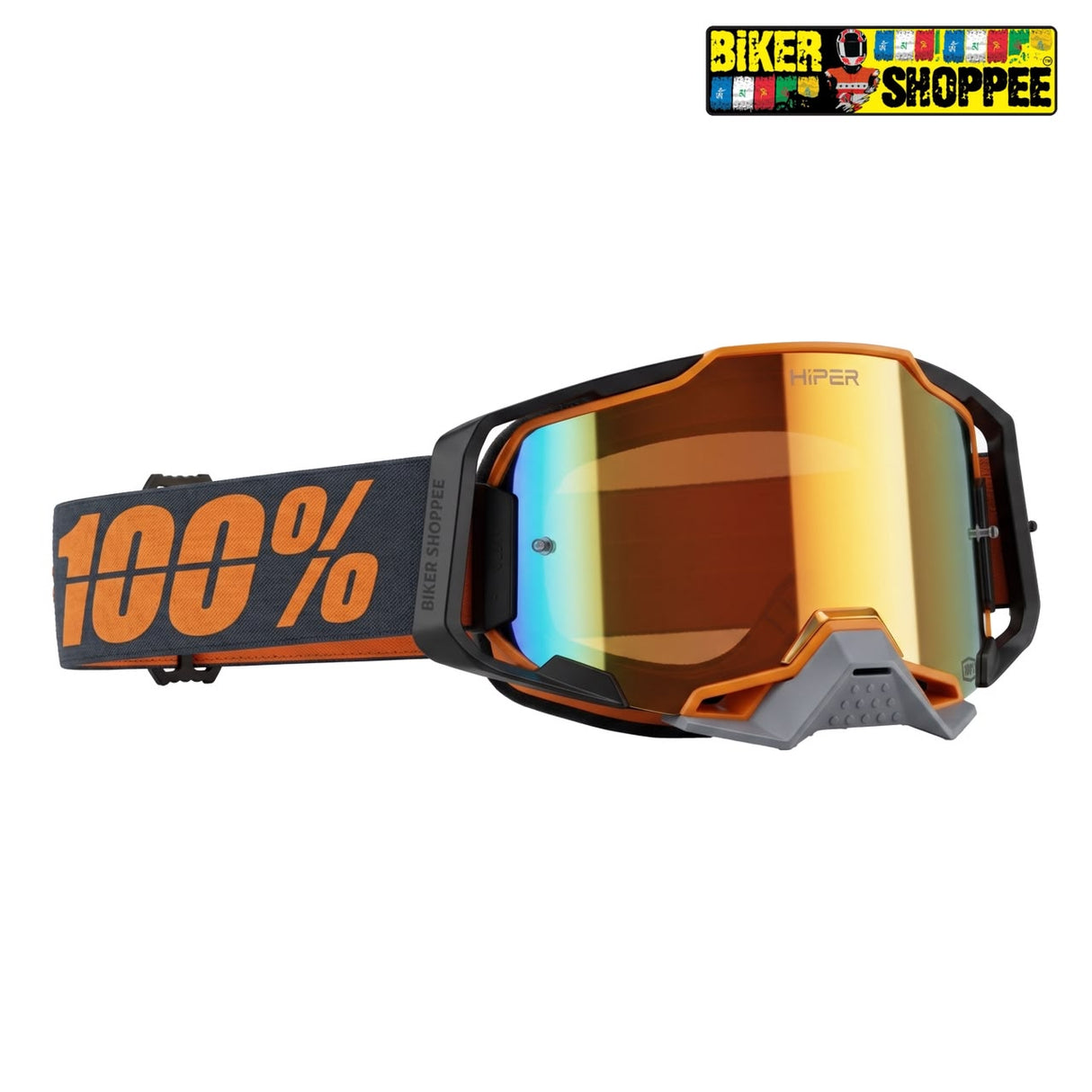 100% ARMEGA MX GOGGLE HIPER GOLD MIRROR LENS | BIKER SHOPPEE