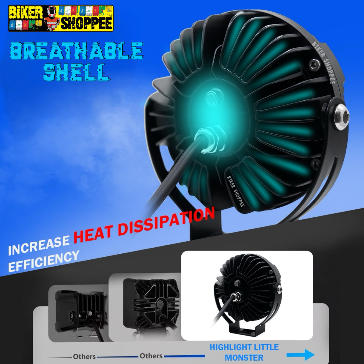 LITTLE MONSTER VK70 PRO THUNDER SEVEN LED FOG LIGHT WITH WIREHARNESS AND SWITCH