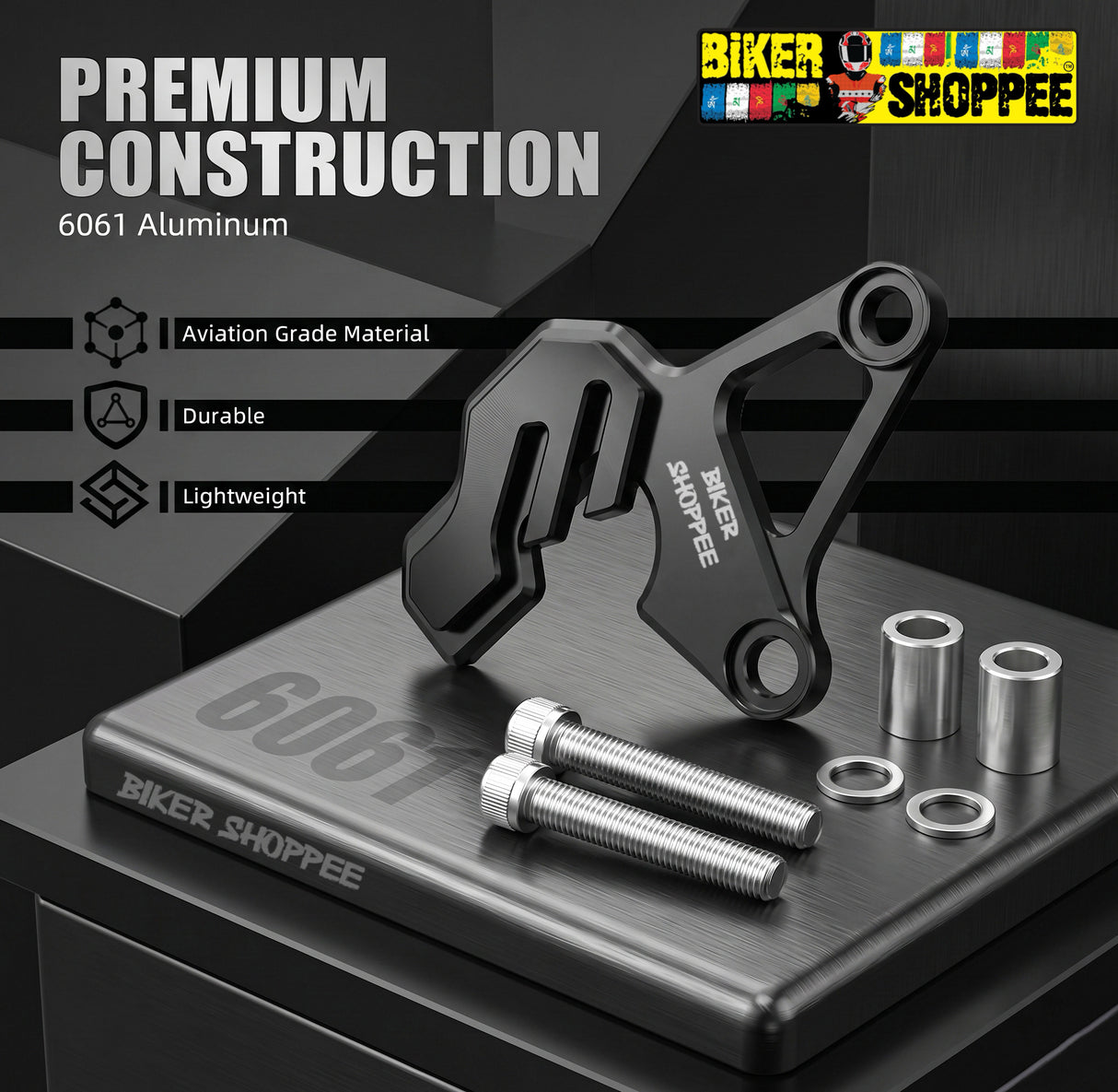UNIVERSAL CNC BRAKE CALIPER PROTECTOR BLACK | BIKER SHOPPEE