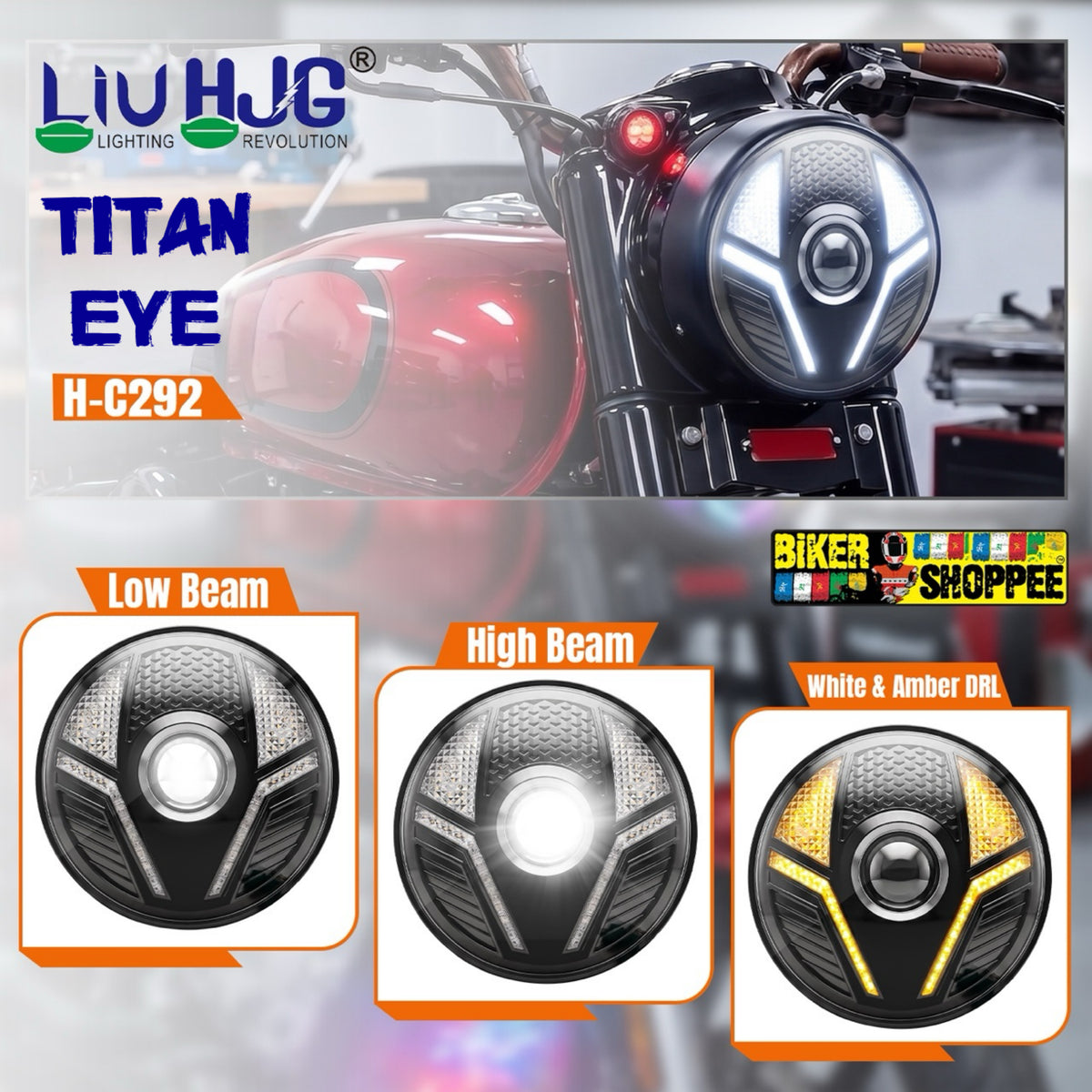 LIU HJG C-292 TITAN EYE 7 INCH LED PROJECTOR HEADLIGHT | BIKER SHOPPEE