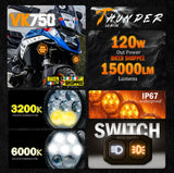 LITTLE MONSTER VK760 THUNDER SEVEN LED FOG LIGHT WITH WIREHARNESS AND SWITCH