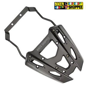 Yamaha Aerox 155 heavy duty top rack backrest carrier matte black with Biker Shoppee logo