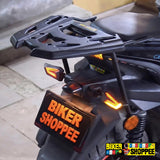 Yamaha Aerox 155 heavy duty top rack backrest carrier matte black with Biker Shoppee logo