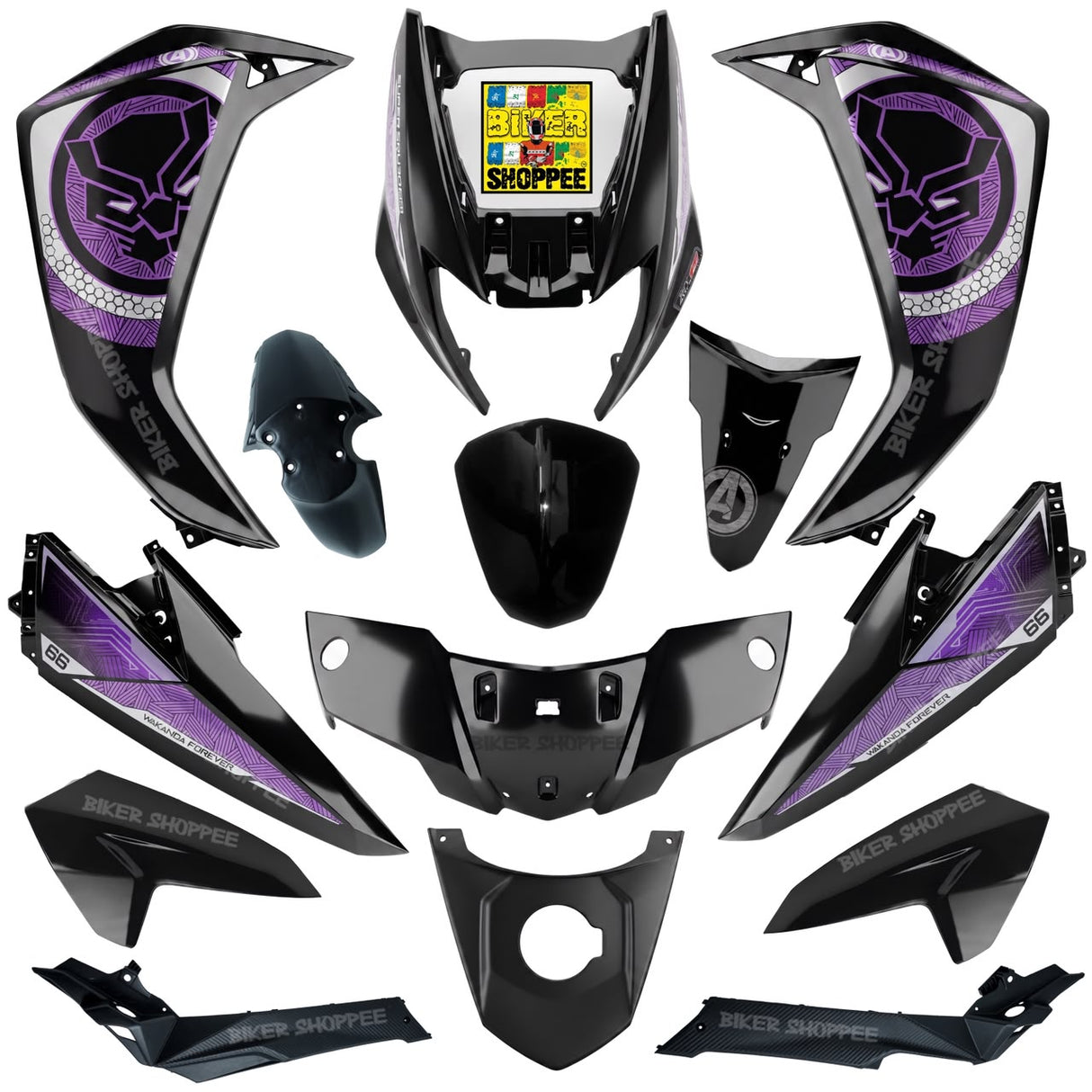 TVS NTROQ 125 OUR BODY KIT BLACK PANTHER SQUAD EDITION | BIKER SHOPPEE