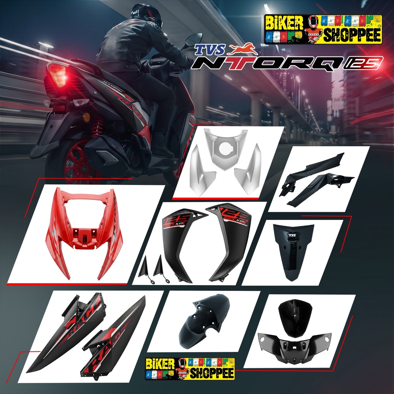 TVS NTORQ 125 OUR BODY KIT RACE XP RACE RED EDITION | BIKER SHOPPEE