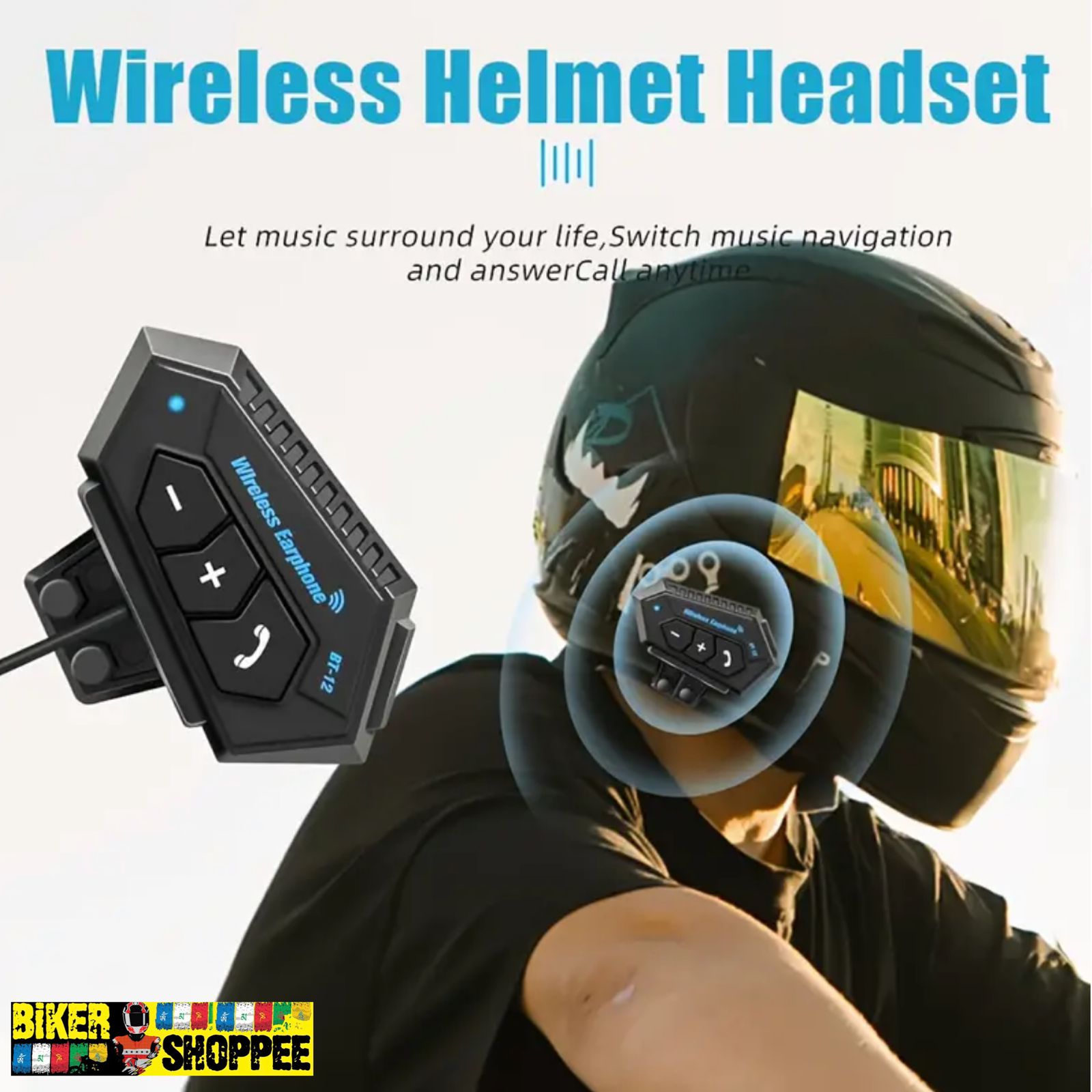 BT12 WIRELESS EARPHONE – BiKER SHOPPEE - Main Image