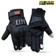 Hi-Fast City black motorcycle riding gloves with touchscreen tips and Biker Shoppee logo