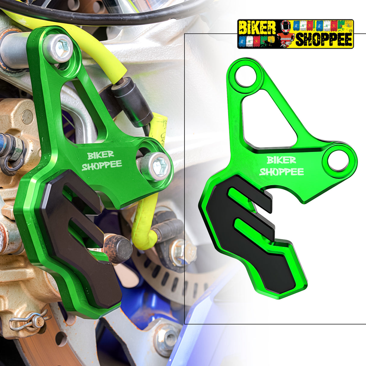 UNIVERSAL CNC BRAKE CALIPER PROTECTOR GREEN | BIKER SHOPPEE