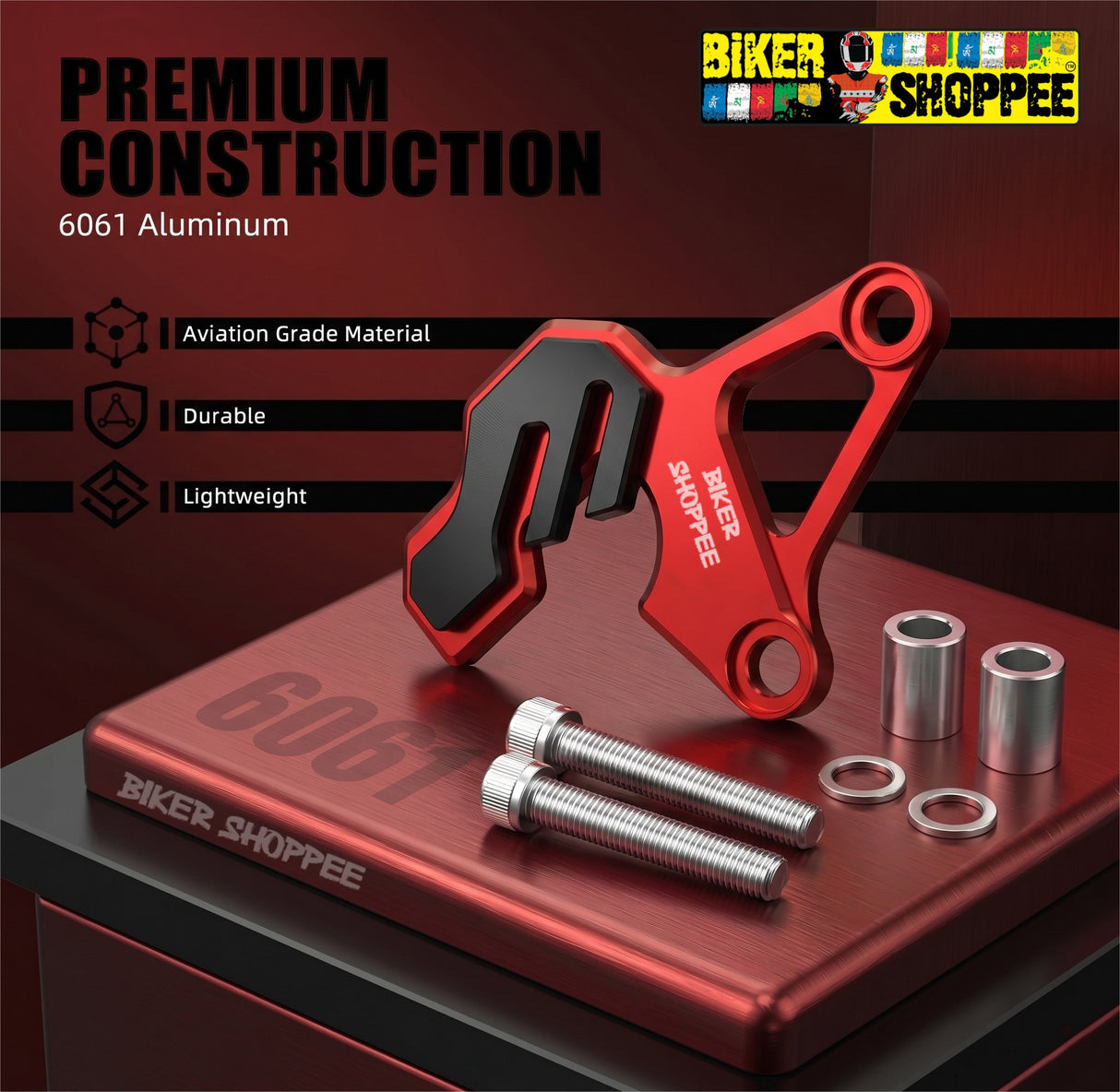 UNIVERSAL CNC BRAKE CALIPER PROTECTOR RED | BIKER SHOPPEE