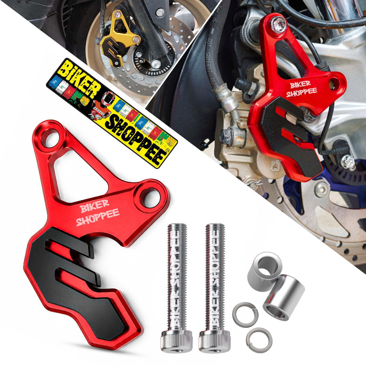 UNIVERSAL CNC BRAKE CALIPER PROTECTOR RED | BIKER SHOPPEE