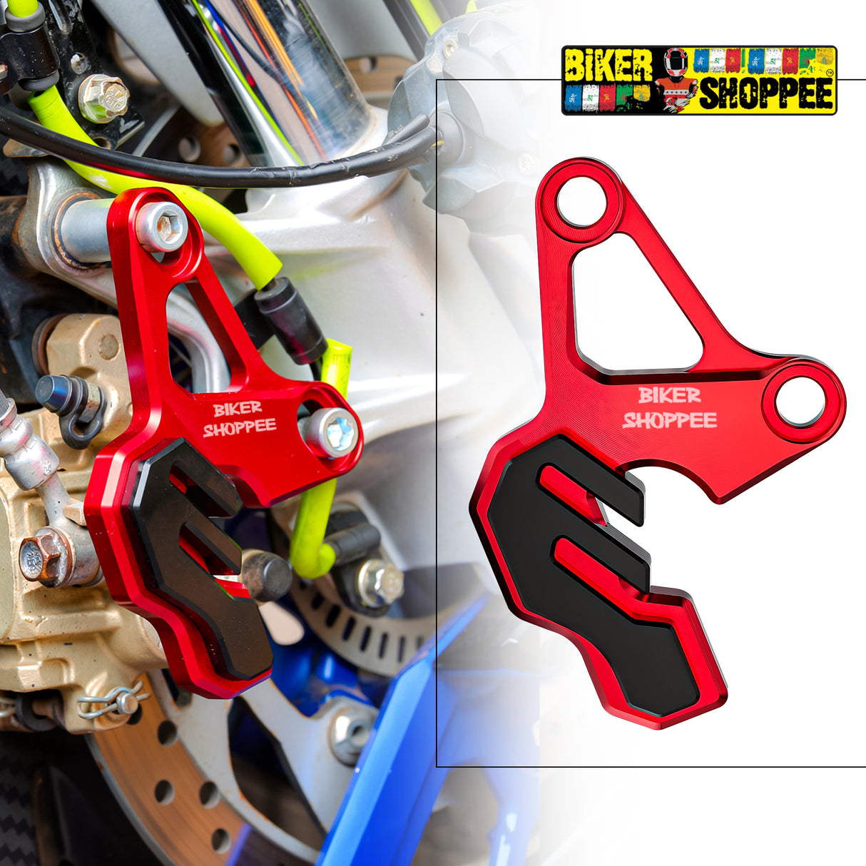 UNIVERSAL CNC BRAKE CALIPER PROTECTOR RED | BIKER SHOPPEE