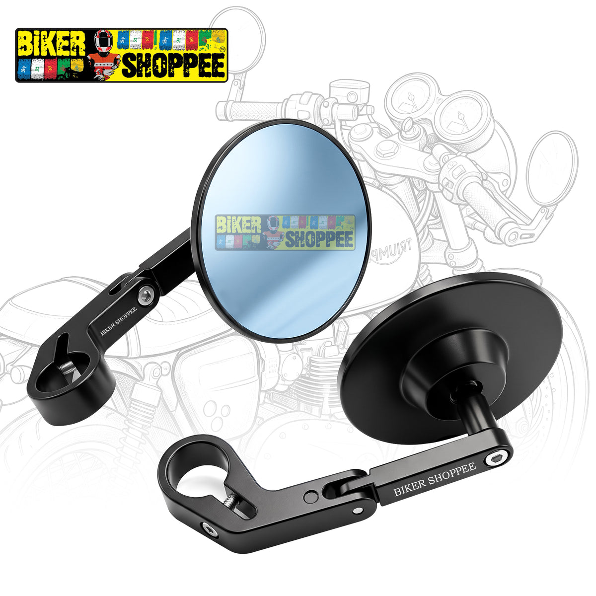 PREMIUM CNC ANTI-GLARE FOLDABLE BAR END MIRROR 3.0 | BIKER SHOPPEE