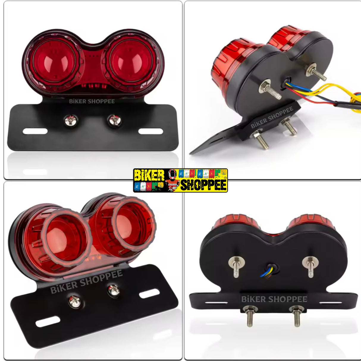 DOUBLE ROUND LED CUSTOM MOTORCYCLE TAIL LIGHT RED | BIKER SHOPPEE