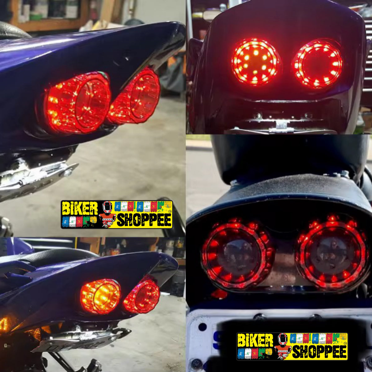 DOUBLE ROUND LED CUSTOM MOTORCYCLE TAIL LIGHT RED | BIKER SHOPPEE
