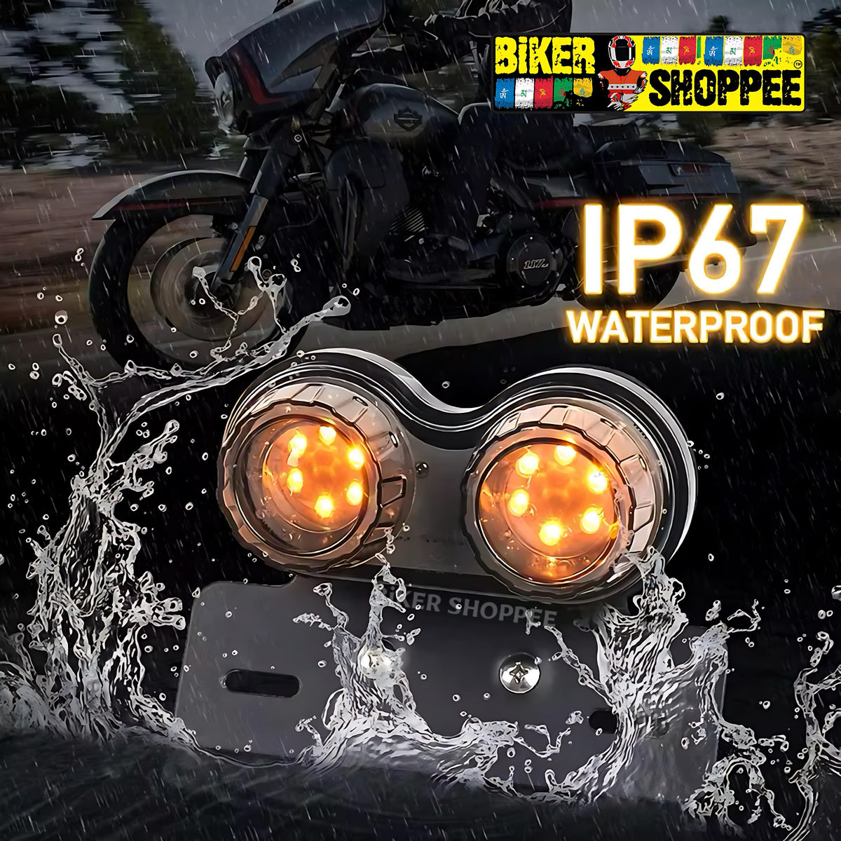 DOUBLE ROUND LED CUSTOM MOTORCYCLE TAIL LIGHT SMOKE BLACK | BIKER SHOPPEE