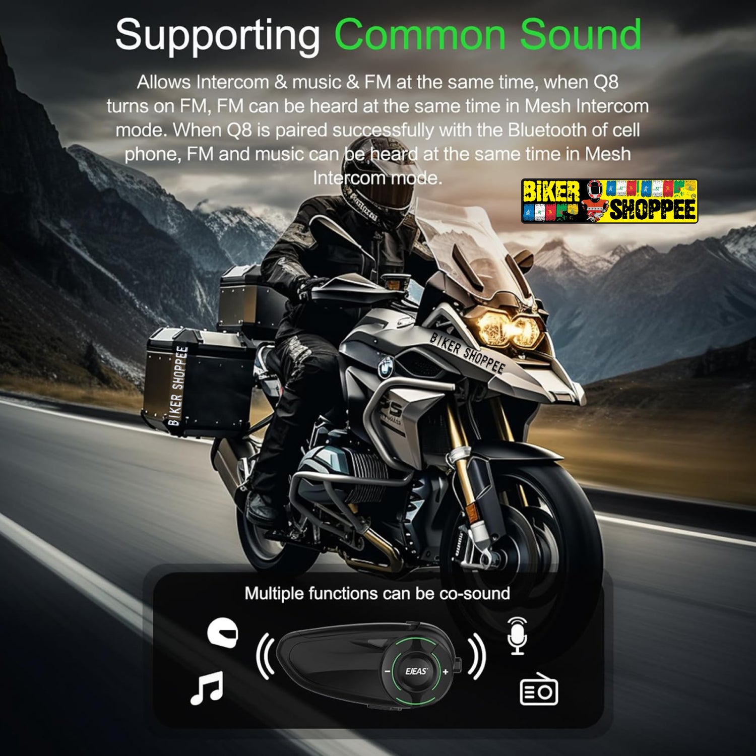 EJEAS Q8 MESH 3.0 MOTORCYCLE BLUETOOTH INTERCOM SYSTEM | BIKER SHOPPEE