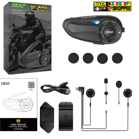 EJEAS Q8 MESH MOTORCYCLE INTERCOM SYSTEM BIKER SHOPPEE INDIA
