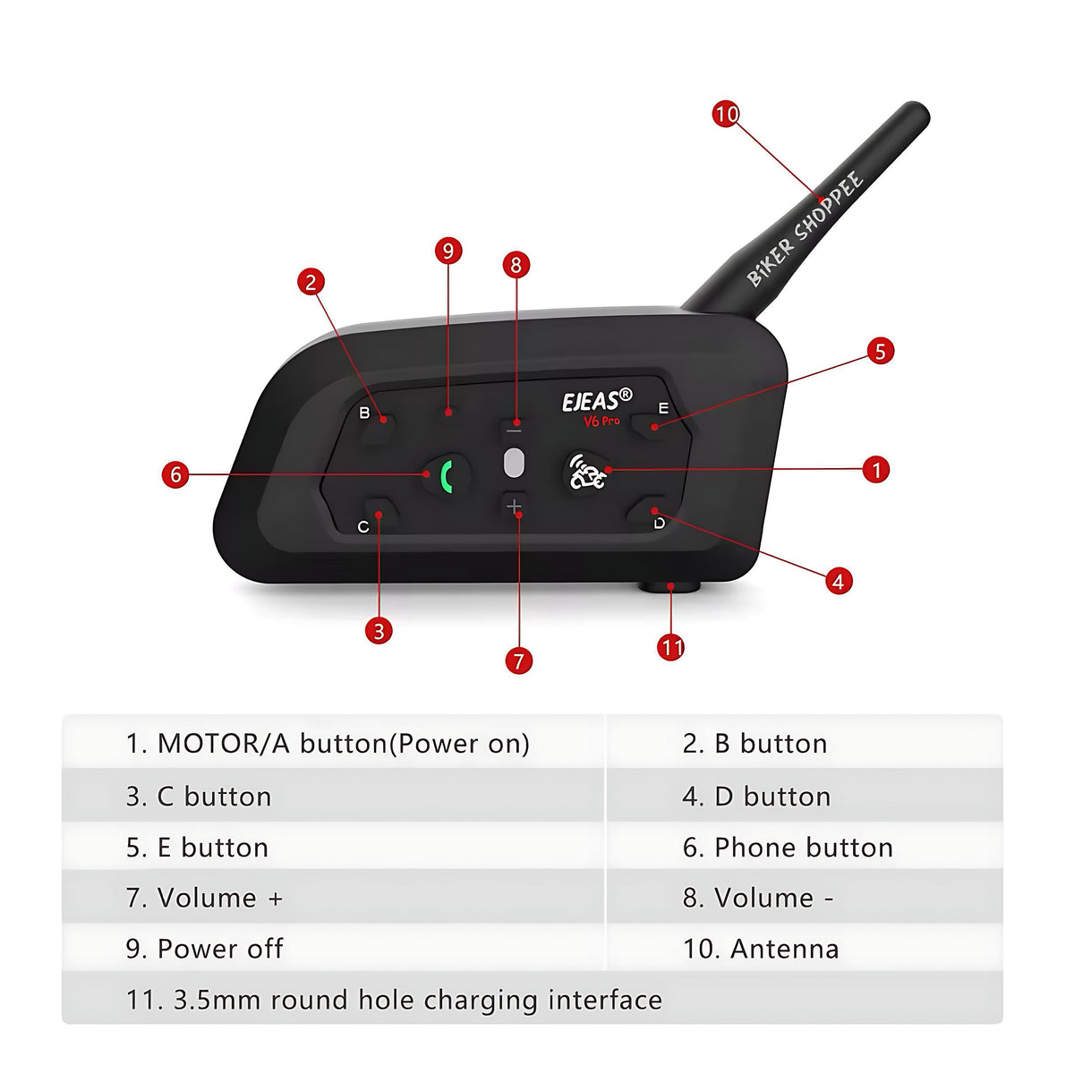 EJEAS V6 PRO+ MOTORCYCLE BLUETOOTH INTERCOM SYSTEM | BIKER SHOPPEE