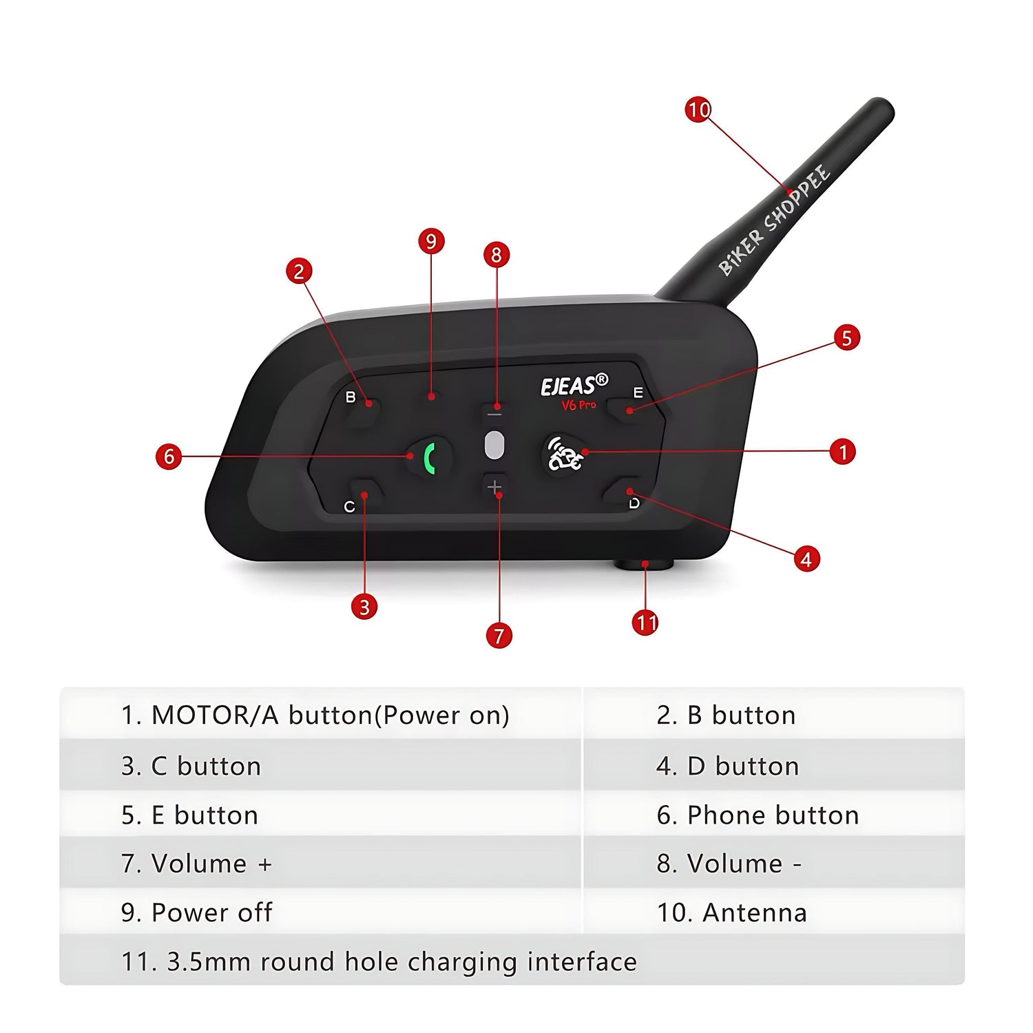EJEAS V6 PRO+ MOTORCYCLE BLUETOOTH INTERCOM SYSTEM | BIKER SHOPPEE