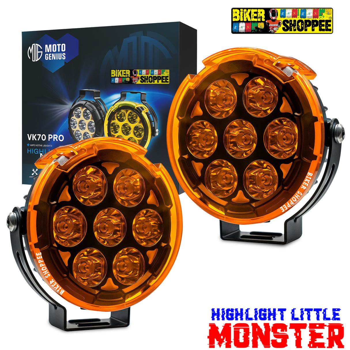 LITTLE MONSTER VK70 PRO THUNDER SEVEN LED FOG LIGHT WITH WIREHARNESS AND SWITCH