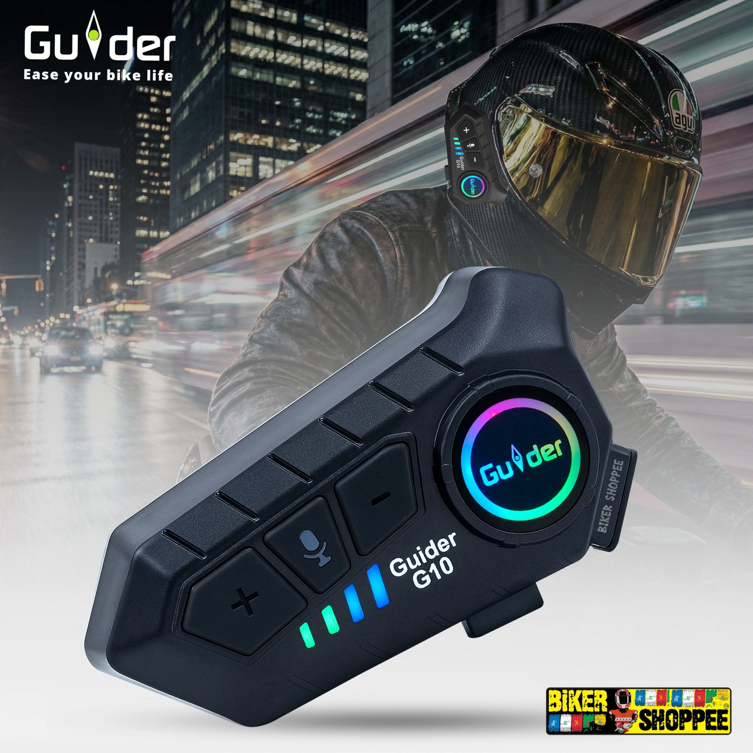 bike helmet with gps GUIDER G10 WIRELESS HELMET BLUETOOTH HEADSET – BiKER SHOPPEE