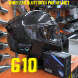 Guider G10 Bluetooth motorcycle helmet intercom headset with RGB lights and waterproof design attached to helmet