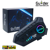 Guider G10 Bluetooth motorcycle helmet intercom headset with RGB lights and waterproof design attached to helmet