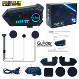 Guider G10 Bluetooth motorcycle helmet intercom headset with RGB lights and waterproof design attached to helmet