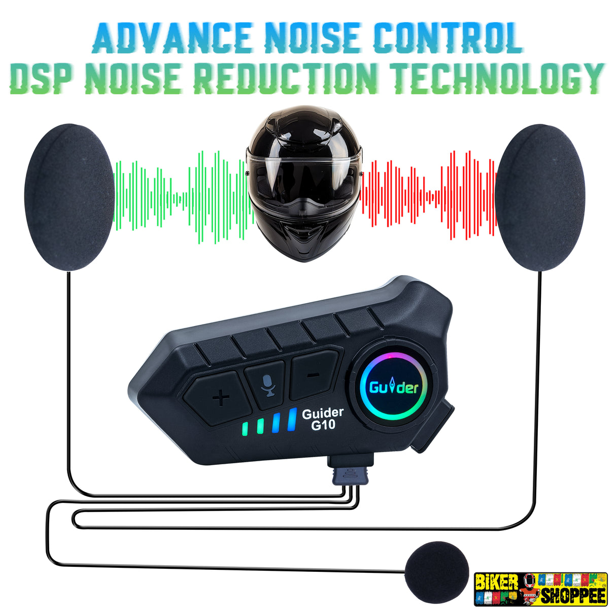 GUIDER G10 WIRELESS MOTORCYCLE HELMET BLUETOOTH HEADSET | BIKER SHOPPEE