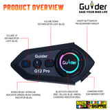 Guider G12 Pro Two Riders motorcycle helmet intercom with RGB light