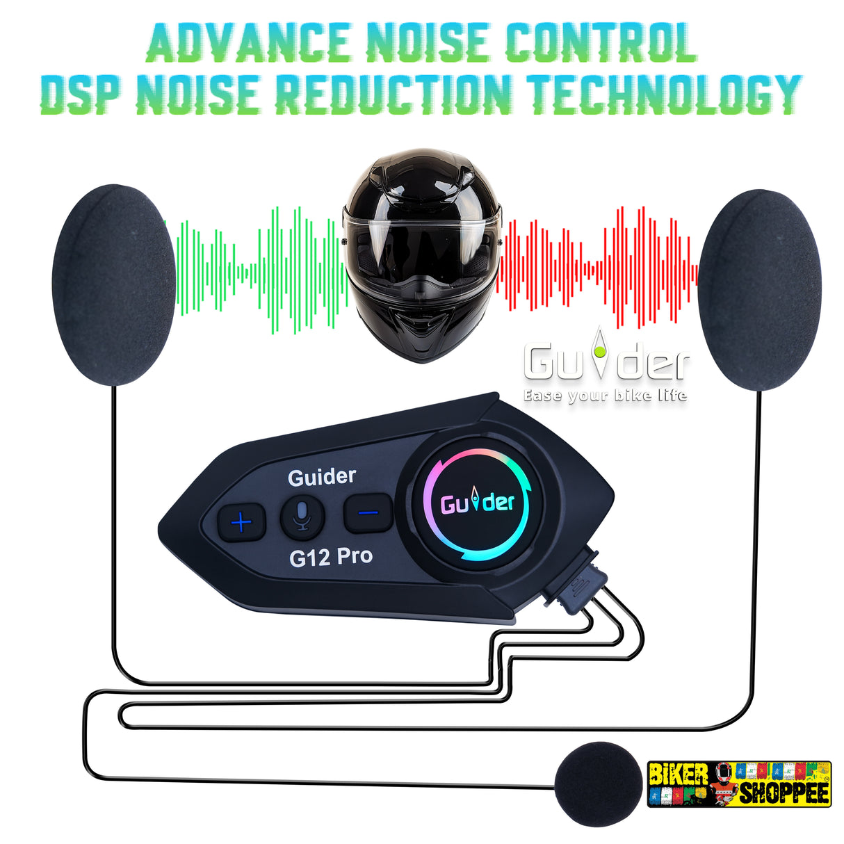 GUIDER G12 PRO MOTORCYCLE INTERCOM HEADSET