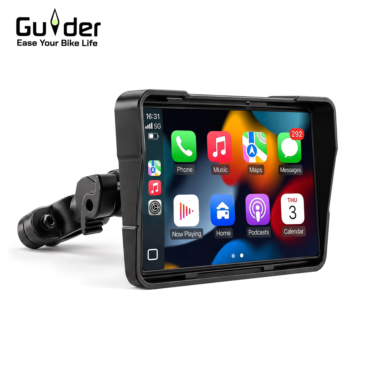 GUIDER 5.8" HD WIRELESS CARPLAY & ANDROID AUTO MOTORCYCLE SMART SYSTEM | DUAL HD DASHCAMS | BLE TIRE PRESSURE MONITORING (TPMS) | IP67 WATERPROOF BIKE TOUCHSCREEN CONSOLE