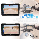 GUIDER 5.8" HD WIRELESS CARPLAY & ANDROID AUTO MOTORCYCLE SMART SYSTEM | DUAL HD DASHCAMS | BLE TIRE PRESSURE MONITORING (TPMS) | IP67 WATERPROOF BIKE TOUCHSCREEN CONSOLE