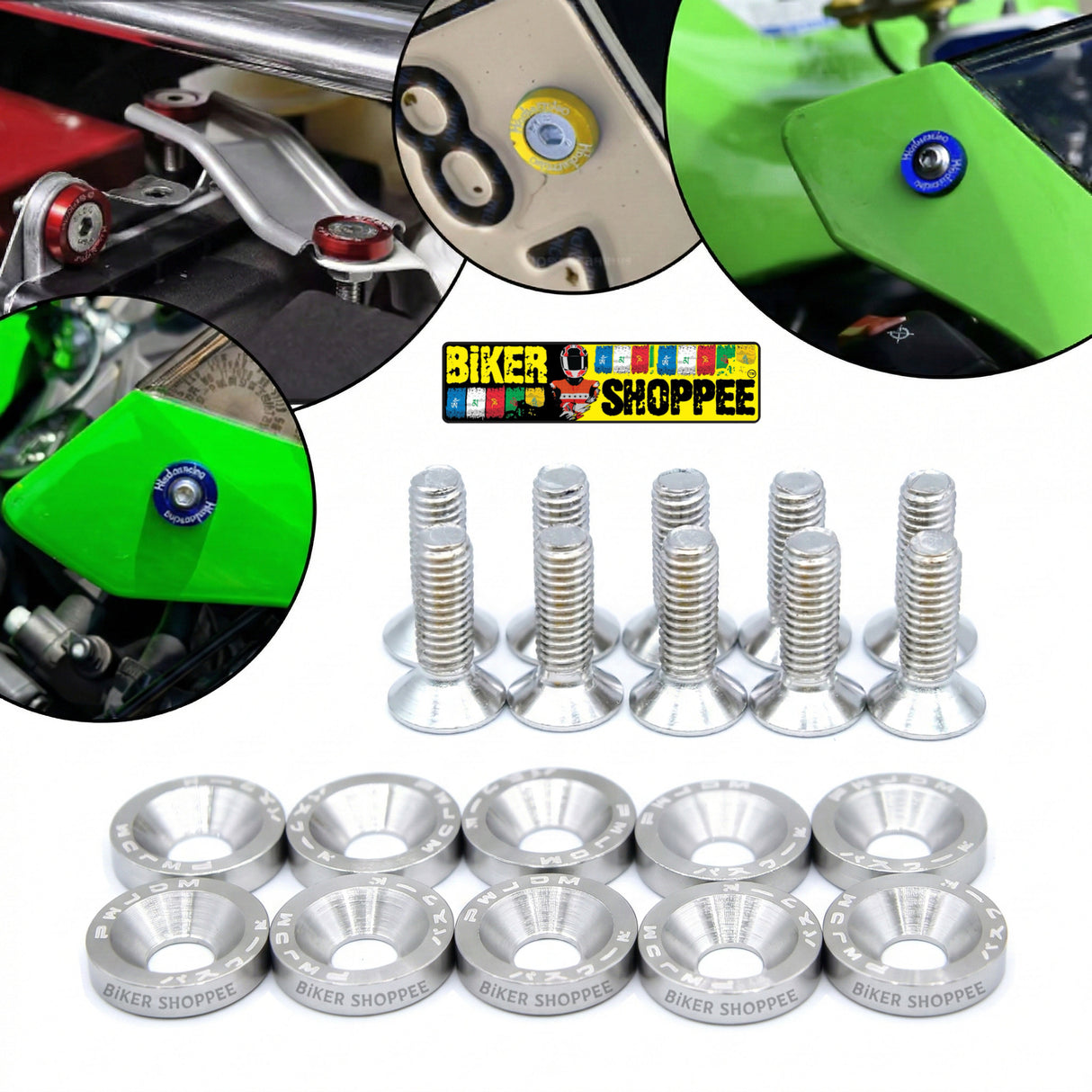 AERO RACEFLEX CNC BOLT & WASHER KIT SETOF10 SILVER| BIKER SHOPPEE
