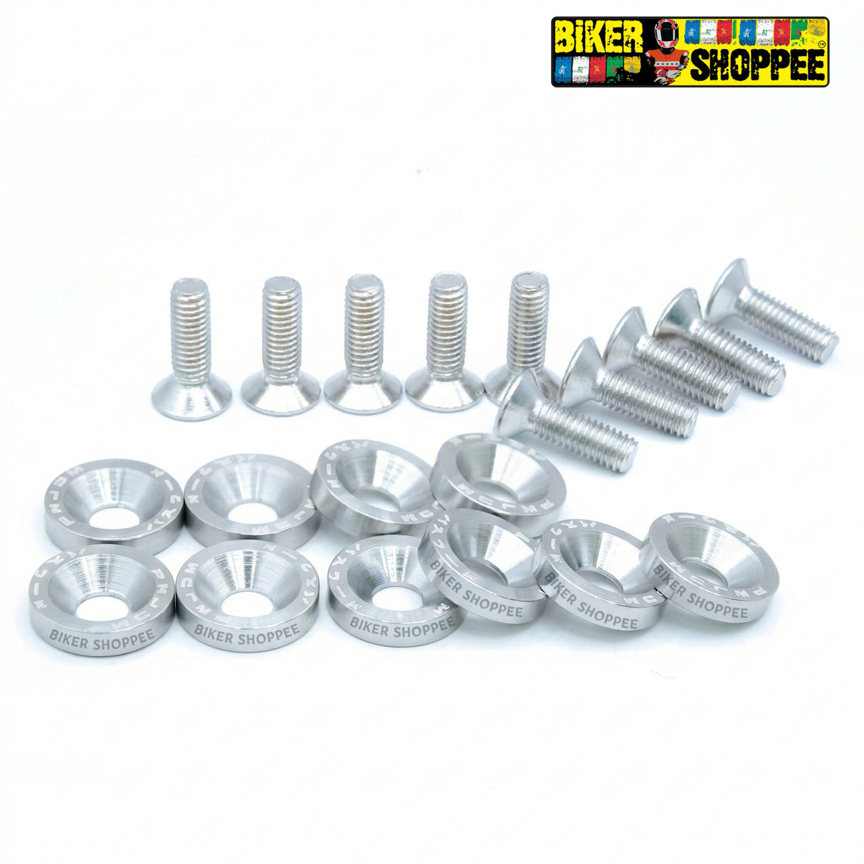 AERO RACEFLEX CNC BOLT & WASHER KIT SETOF10 SILVER| BIKER SHOPPEE