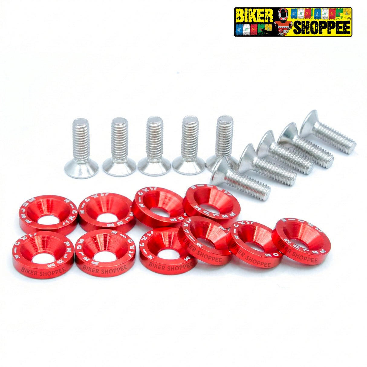 AERO RACEFLEX CNC BOLT & WASHER KIT SETOF10 RED | BIKER SHOPPEE