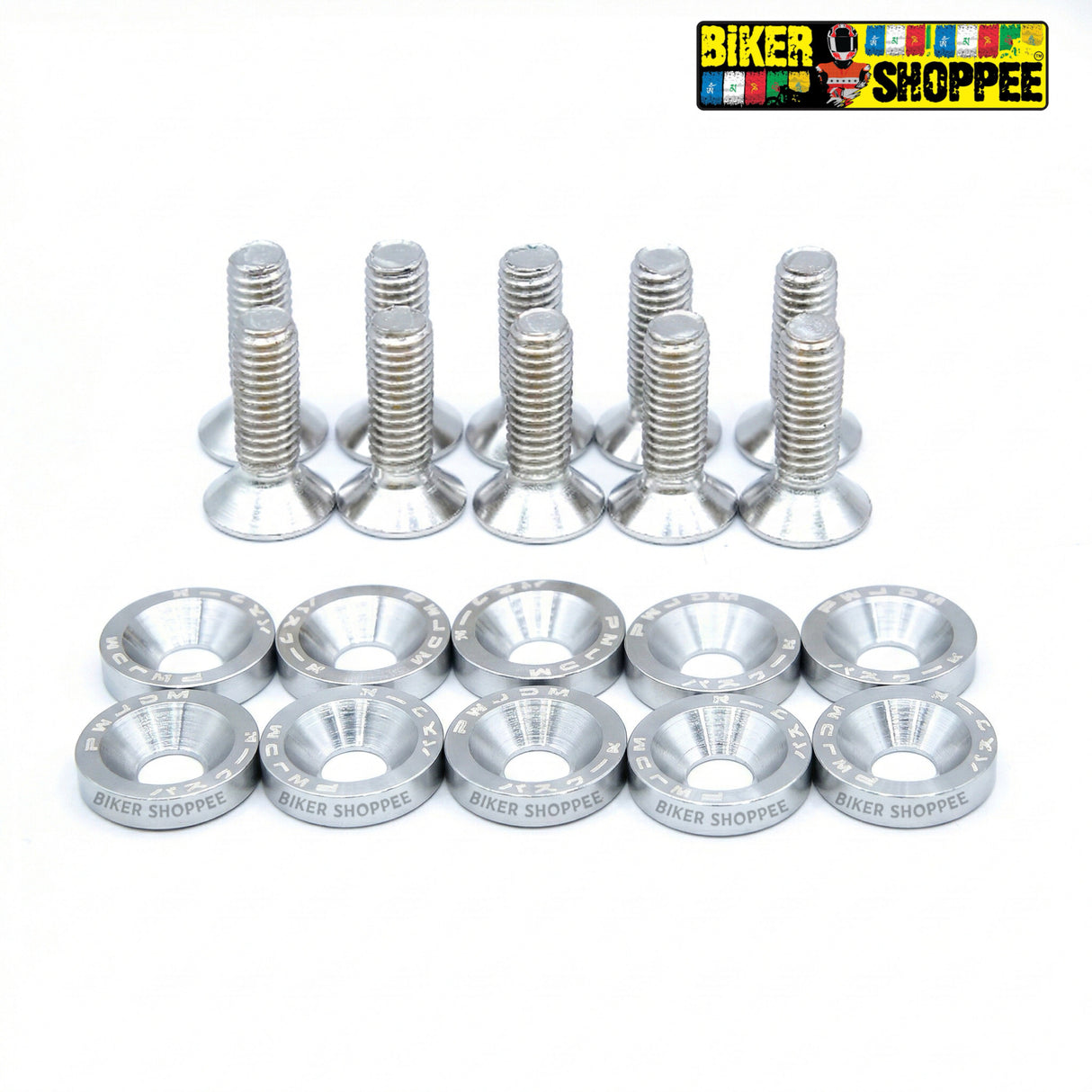 AERO RACEFLEX CNC BOLT & WASHER KIT SETOF10 SILVER| BIKER SHOPPEE
