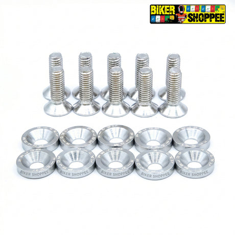 AERO RACEFLEX CNC BOLT & WASHER KIT SETOF10 SILVER| BIKER SHOPPEE