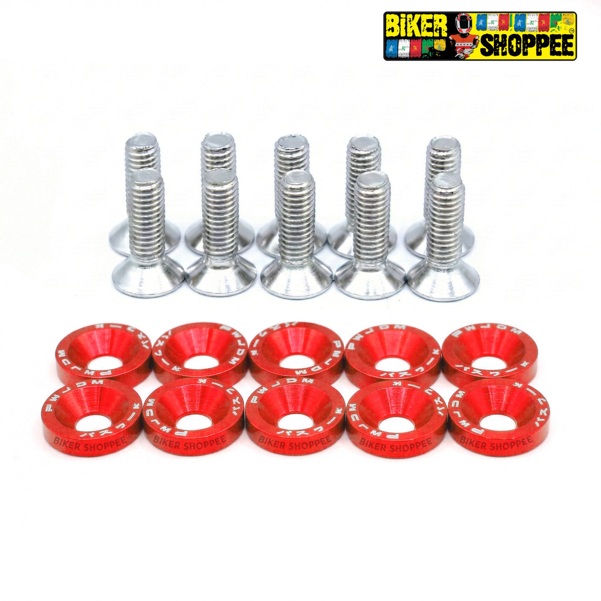 AERO RACEFLEX CNC BOLT & WASHER KIT SETOF10 RED | BIKER SHOPPEE
