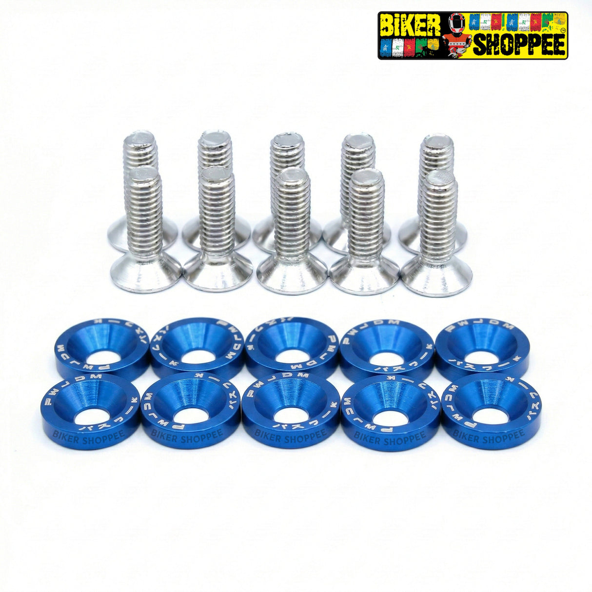 AERO RACEFLEX CNC BOLT & WASHER KIT SETOF10 BLUE | BIKER SHOPPEE