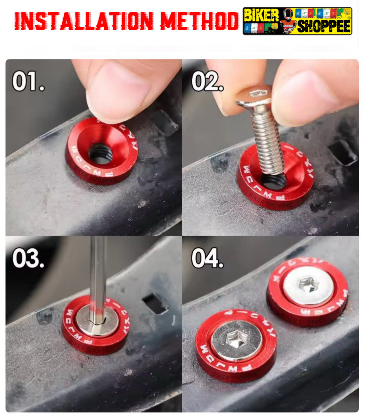 AERO RACEFLEX CNC BOLT & WASHER KIT SETOF10 RED | BIKER SHOPPEE