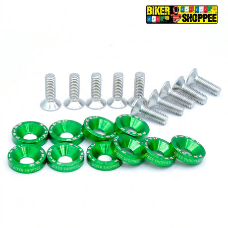 AERO RACEFLEX CNC BOLT & WASHER KIT SETOF10 GREEN | BIKER SHOPPEE