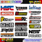 UNIVERSAL 3D DOME EMBOSSE MOTO STICKER THOR MOTUL BORN FREE