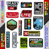 UNIVERSAL 3D DOME EMBOSSE MOTO STICKER BEAST MODE ON